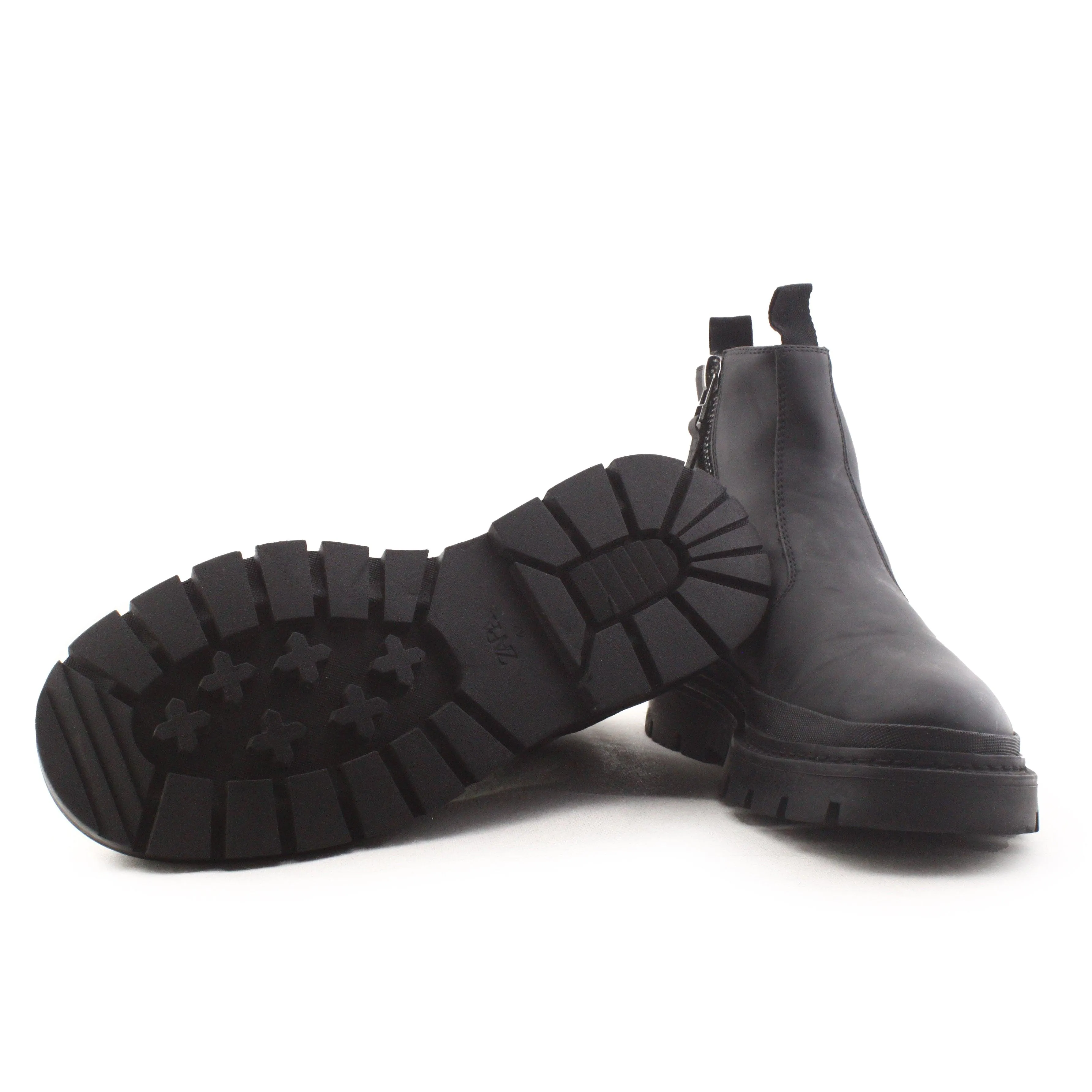 Zara Zipper Stretchable Ankle Boots | 100% Authentic leather